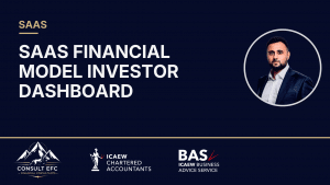 Clean SaaS financial model dashboard showing ARR growth, cash runway, and key metrics for UK investors.