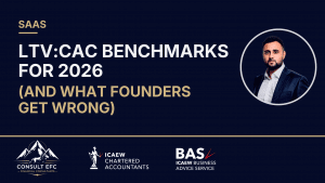 Flowchart showing the difference between Deck CAC and Fully-Loaded CAC for SaaS startups, including sales salaries, marketing tools, and overheads.